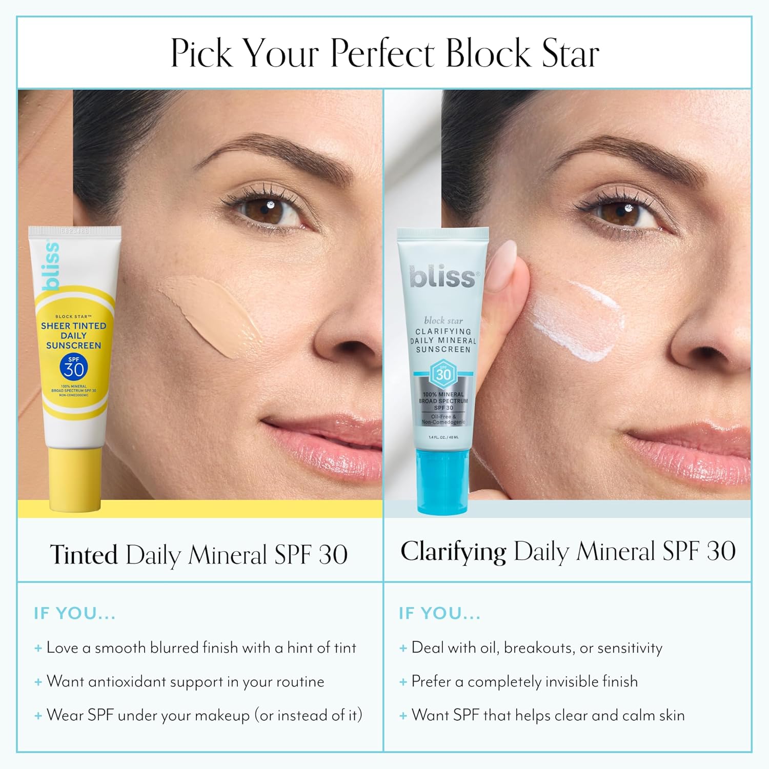 Bliss SPF Power Pair – Tinted & Clarifying Mineral Sunscreen Bundle, Broad Spectrum SPF 30, Safe for All Skin Types, Lightweight Matte Finish, Non-Comedogenic, Clean Skincare Duo